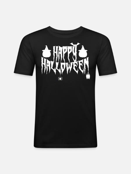 happy halloween - T-shirt près du corps Homme - noir