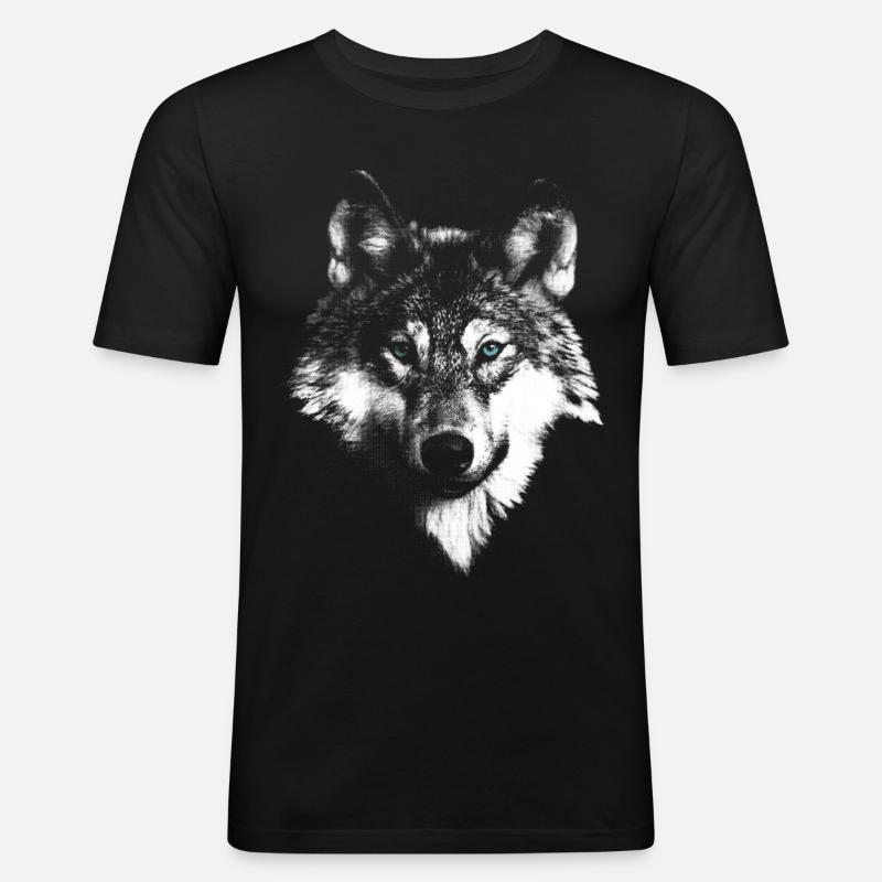 Wolf wolf head - Men's Slim Fit T-Shirt - black