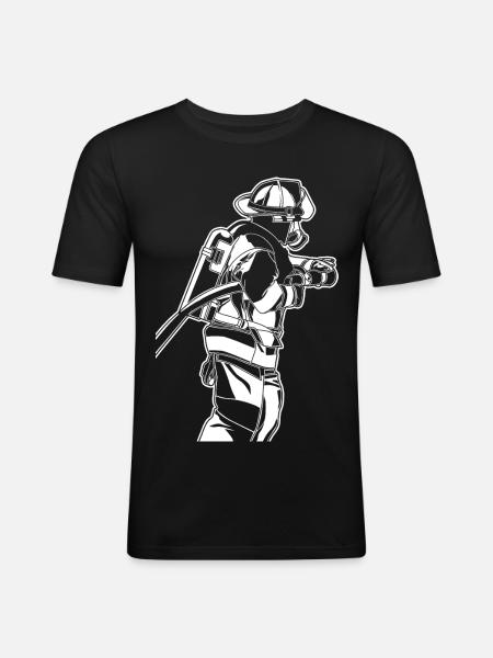 Firefighter Sketch - Men's Slim Fit T-Shirt - black