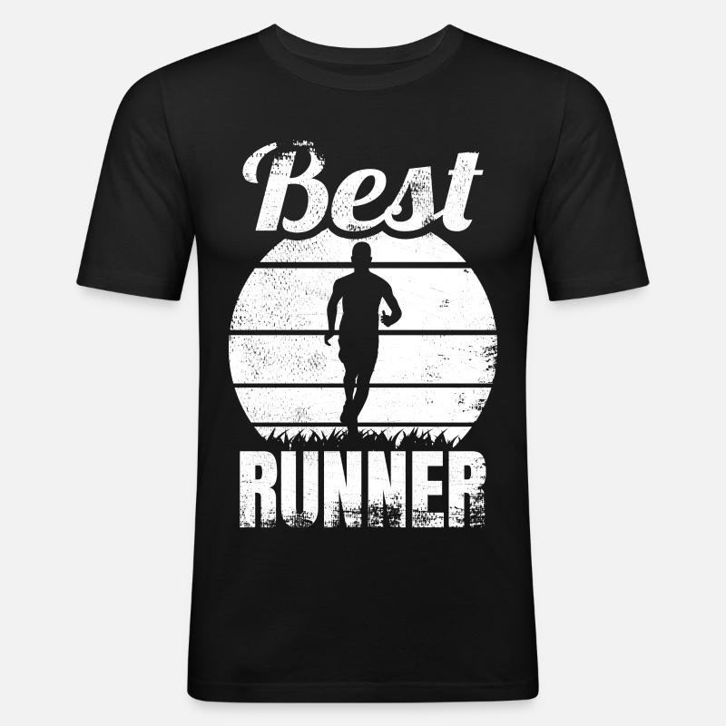Bester Läufer - Männer Slim Fit T-Shirt - Schwarz