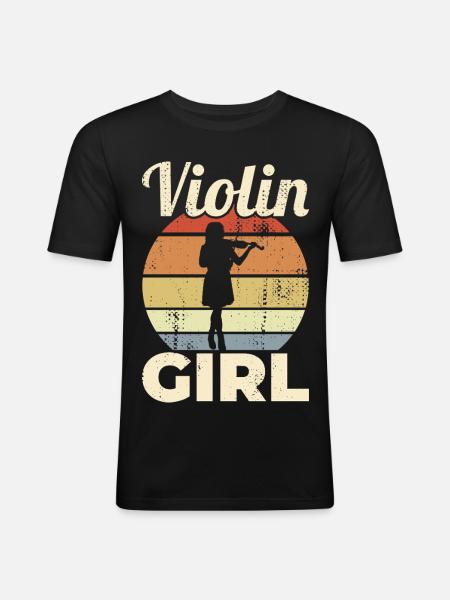 Geigerin Mädchen - Männer Slim Fit T-Shirt - Schwarz