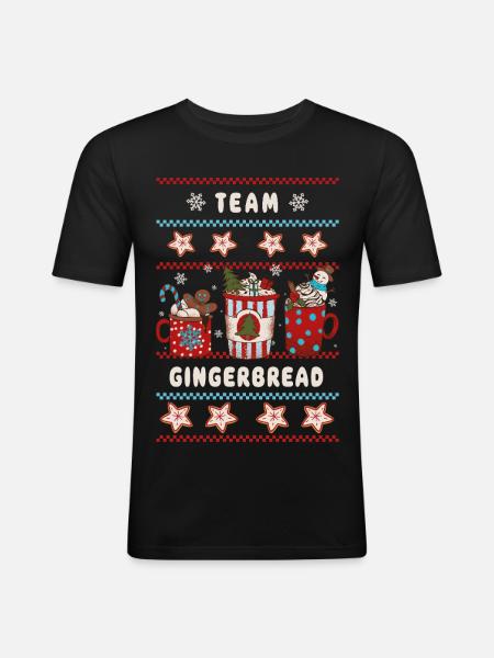Équipe Gingerbread - Joyeux Noël - T-shirt près du corps Homme - noir