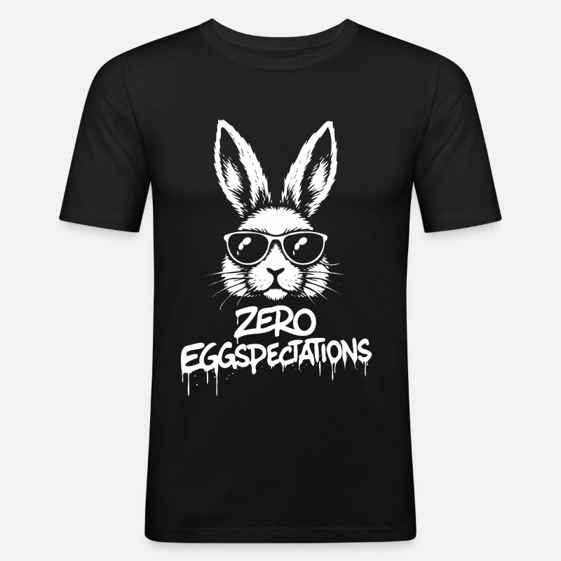 Zero Eggspectations - Männer Slim Fit T-Shirt - Schwarz