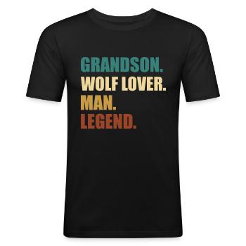 Légende du petit-fils loup - T-shirt près du corps Homme - noir - Devant - Nik (191cm)
