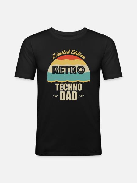 Père Techno Rétro - T-shirt près du corps Homme - noir