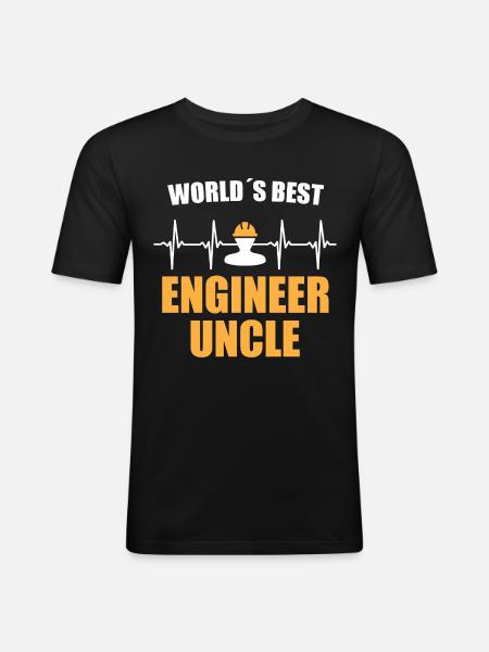 Engineer Uncle Heartbeat - Men's Slim Fit T-Shirt - black