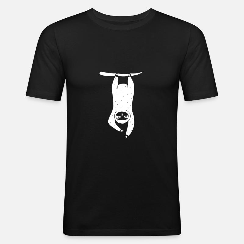 Faultier - Sloth - Männer Slim Fit T-Shirt - Schwarz