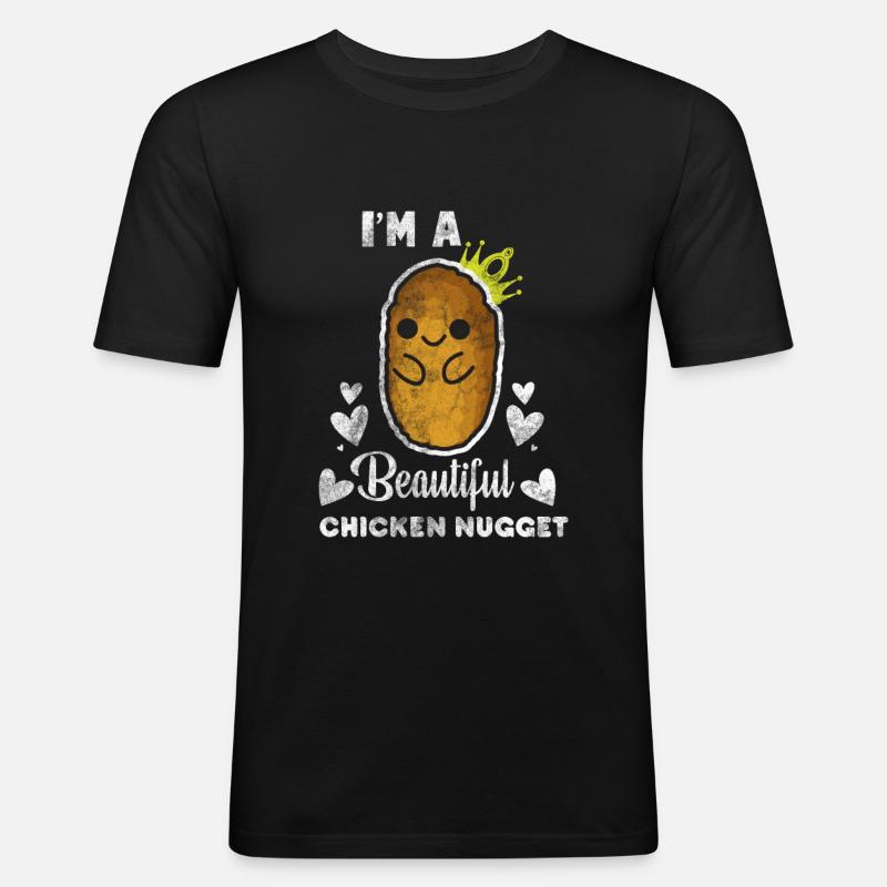 Chicken Nugget - Männer Slim Fit T-Shirt - Schwarz