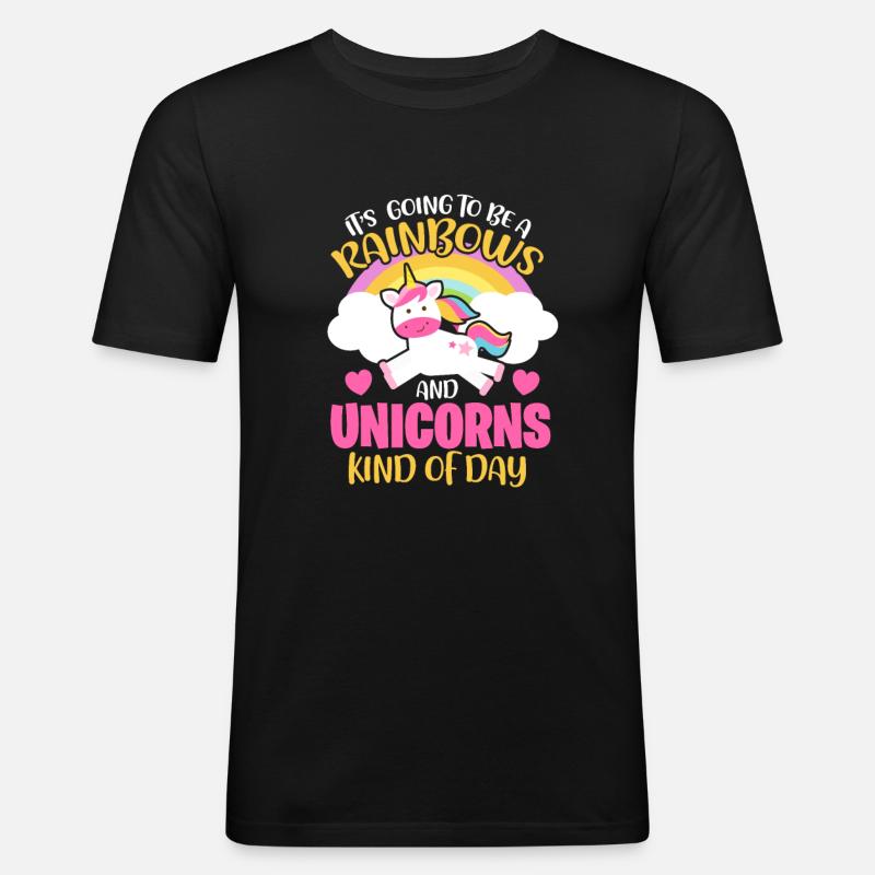 Einhorn - Männer Slim Fit T-Shirt - Schwarz