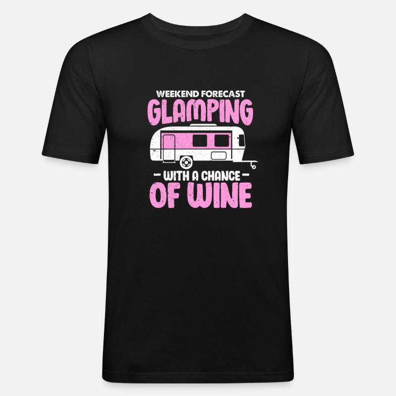 Camping - Männer Slim Fit T-Shirt - Schwarz