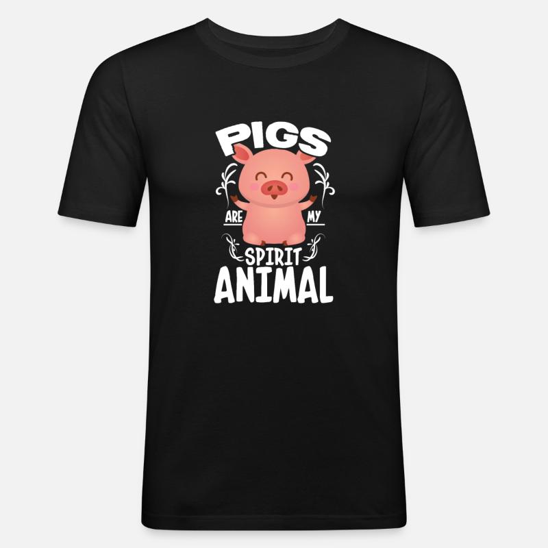 Schwein - Männer Slim Fit T-Shirt - Schwarz