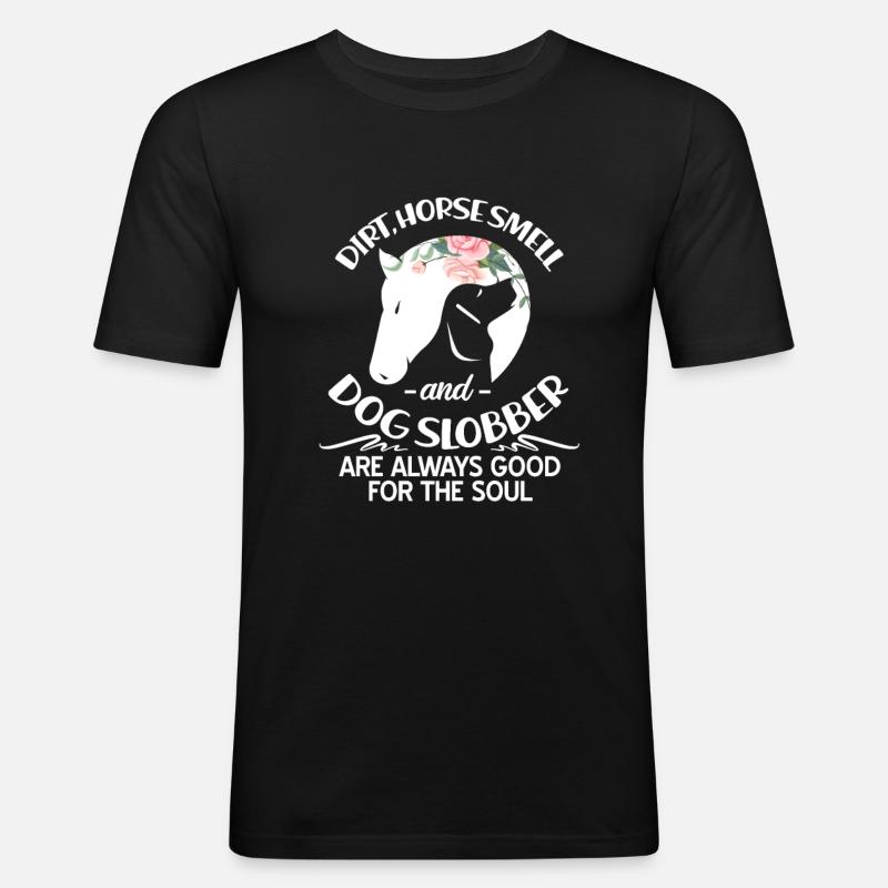 Pferd Hund - Männer Slim Fit T-Shirt - Schwarz