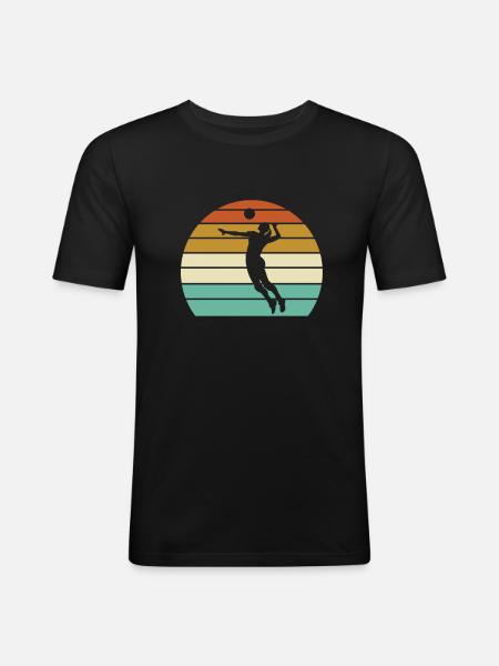 Volleyball Retro - Männer Slim Fit T-Shirt - Schwarz