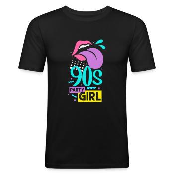 Années 90 - T-shirt près du corps Homme - noir - Devant - Nik (191cm)