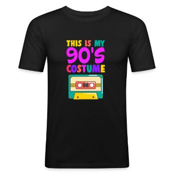 90er Jahre - Männer Slim Fit T-Shirt - Schwarz - Vorne - Nik (191cm)