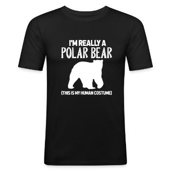 Ours Polaire Ours Polaire Ours Polaire Costume Cadeau - T-shirt près du corps Homme - noir - Devant - Nik (191cm)