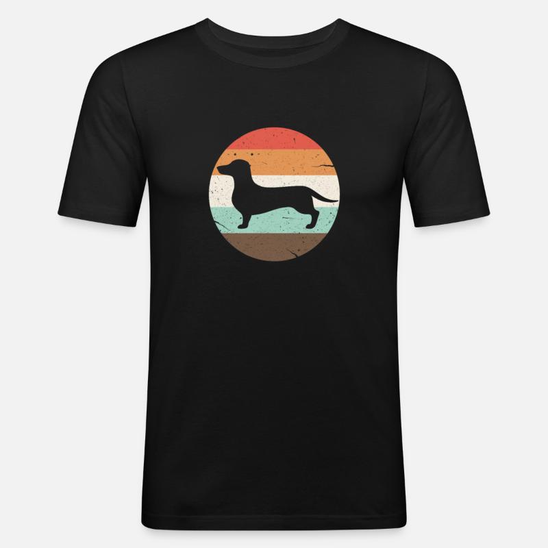 Dackel - Männer Slim Fit T-Shirt - Schwarz