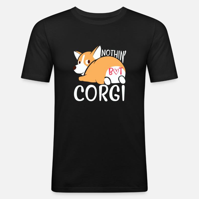 Corgi - Männer Slim Fit T-Shirt - Schwarz