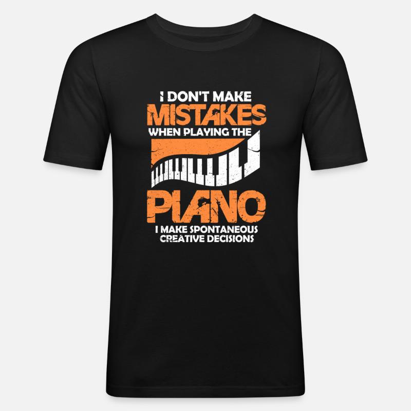 Piano - Männer Slim Fit T-Shirt - Schwarz