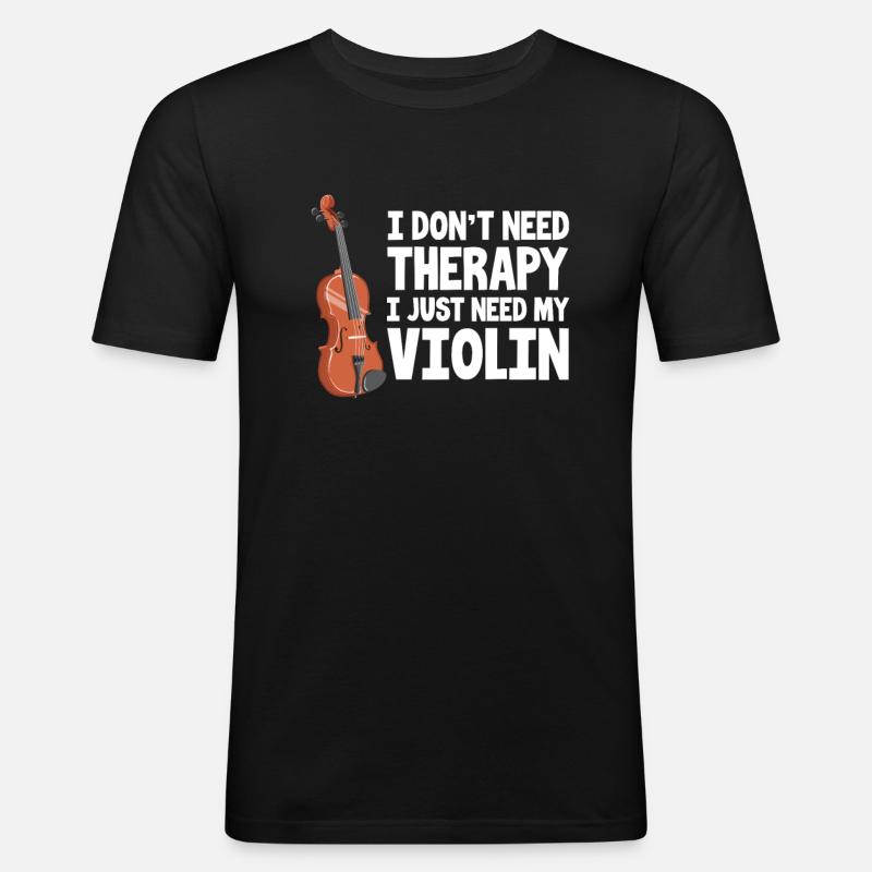 Violine - Männer Slim Fit T-Shirt - Schwarz