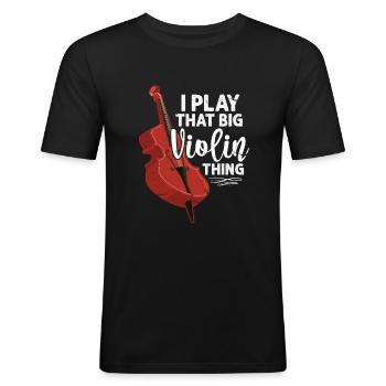 contrebasse - T-shirt près du corps Homme - noir - Devant - Nik (191cm)