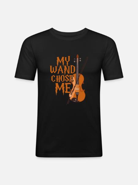 Violine - Männer Slim Fit T-Shirt - Schwarz