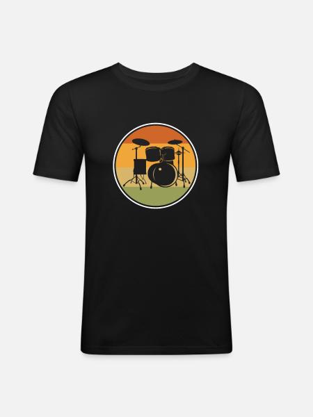 Retro drums drummer drummer gift - Men's Slim Fit T-Shirt - black
