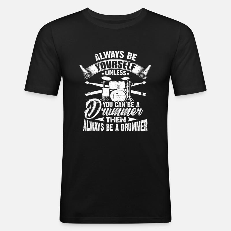 Drummer - Männer Slim Fit T-Shirt - Schwarz
