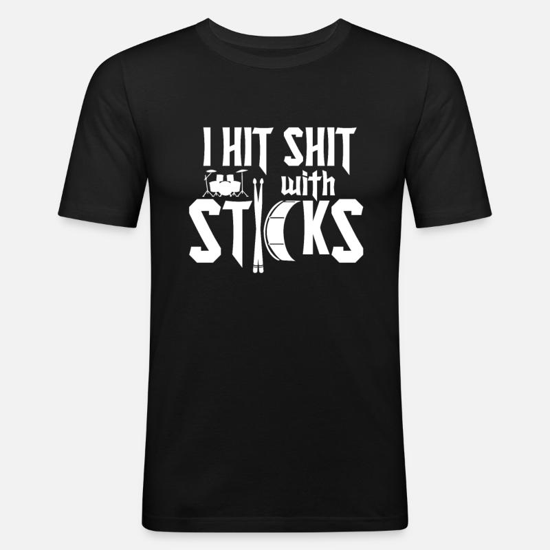 Drummer - Männer Slim Fit T-Shirt - Schwarz