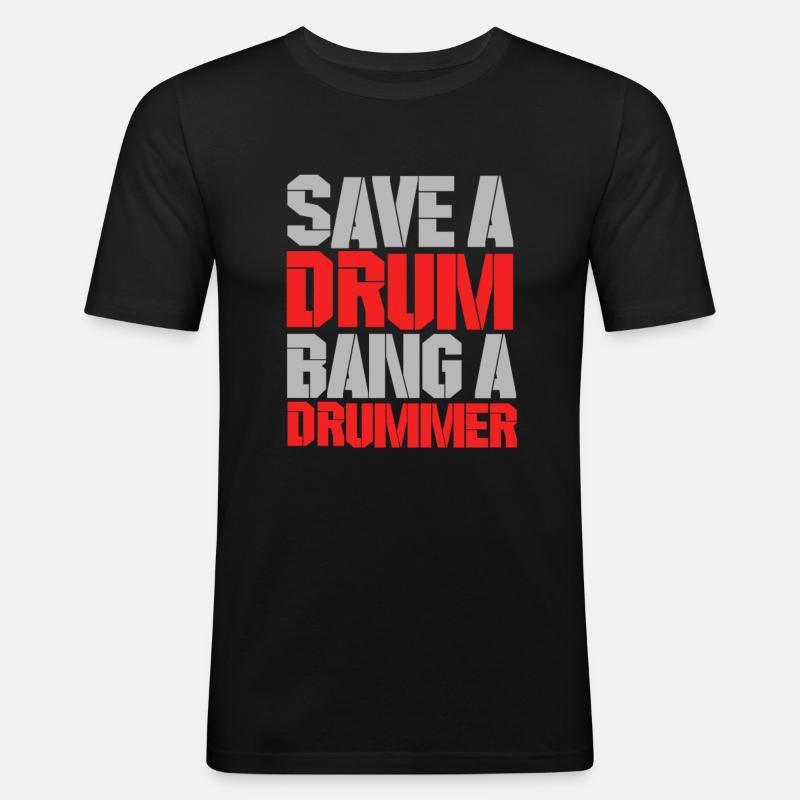 Drummer - Männer Slim Fit T-Shirt - Schwarz