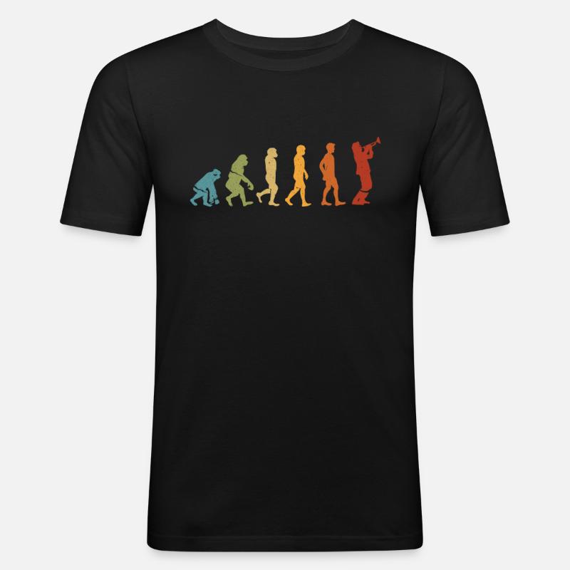 Trompete Evolution - Männer Slim Fit T-Shirt - Schwarz