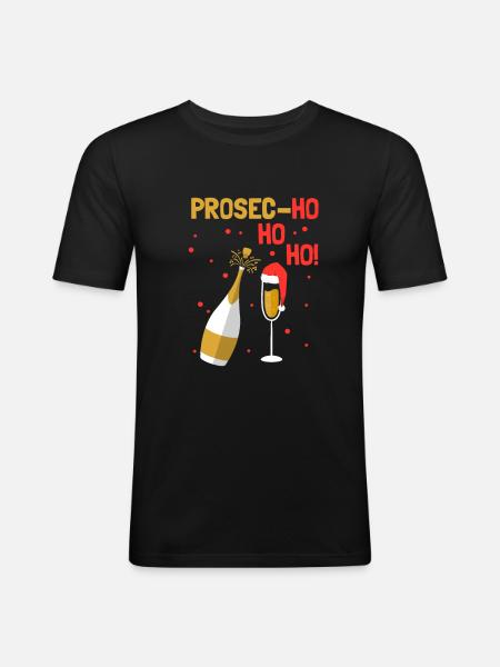 Christmas Prosecco Ho Ho Ho - Men's Slim Fit T-Shirt - black