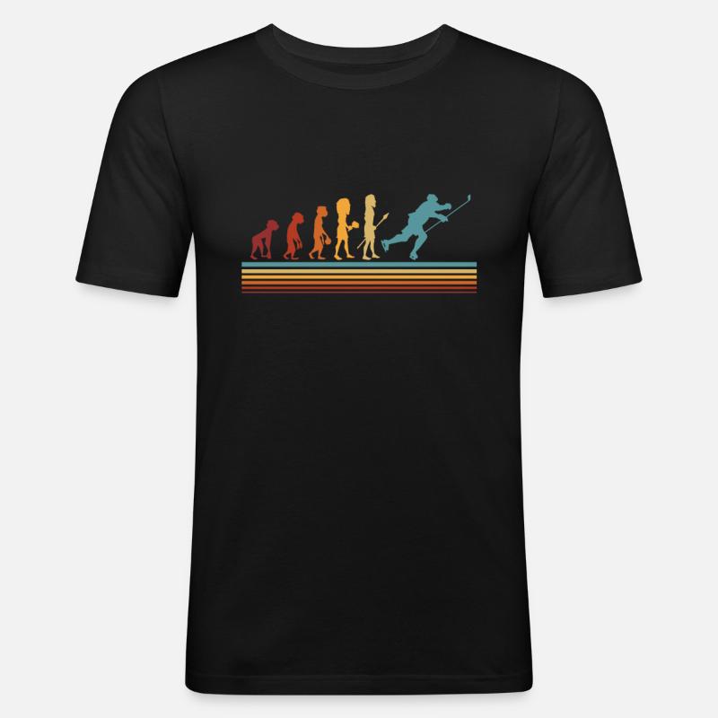 Eishockey Evolution - Männer Slim Fit T-Shirt - Schwarz