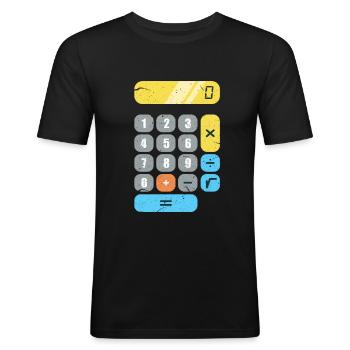 Mathe Taschenrechner Mathematik Mathematiker - Männer Slim Fit T-Shirt - Schwarz - Vorne - Nik (191cm)