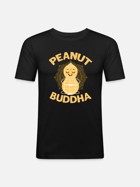 Buddha Erdnuss - Männer Slim Fit T-Shirt - Schwarz