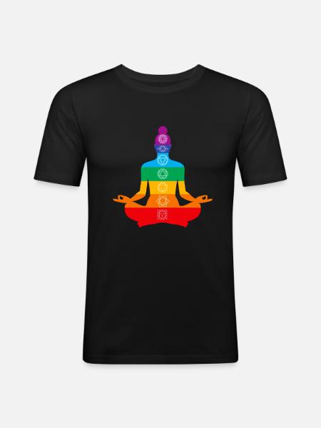 chakra - T-shirt près du corps Homme - noir