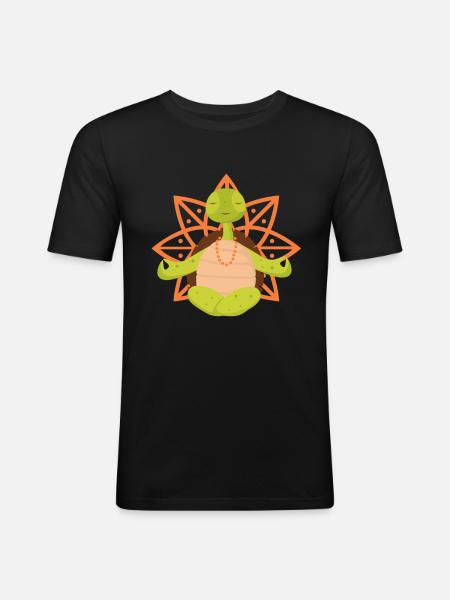 Yoga turtle - Men's Slim Fit T-Shirt - black