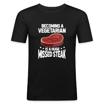 mangeurs de viande - T-shirt près du corps Homme - noir - Devant - Nik (191cm)