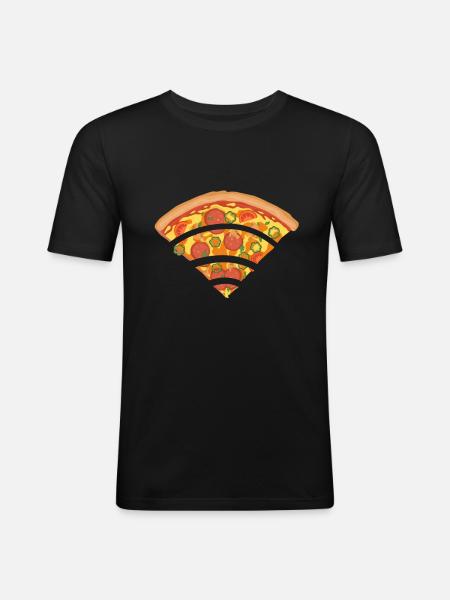 Pizza Wlan Wifi - Men's Slim Fit T-Shirt - black