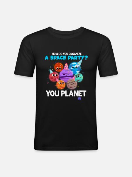 planète - T-shirt près du corps Homme - noir