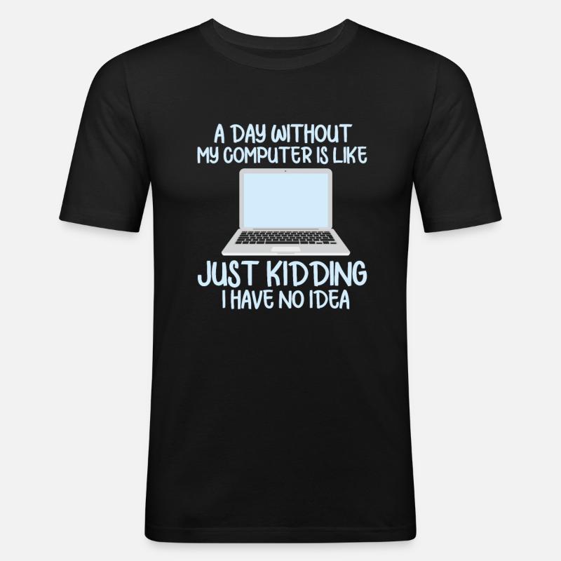 Computer - Männer Slim Fit T-Shirt - Schwarz