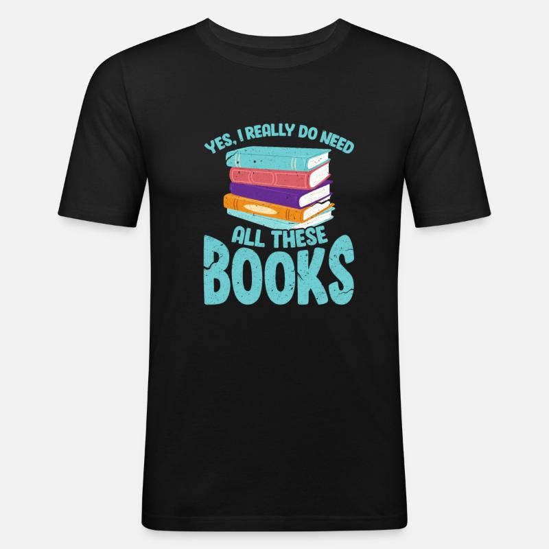 Bücher - Männer Slim Fit T-Shirt - Schwarz