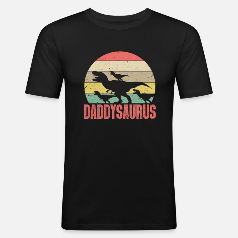 Daddysaurus Dinosaurier Vater - Männer Slim Fit T-Shirt - Schwarz