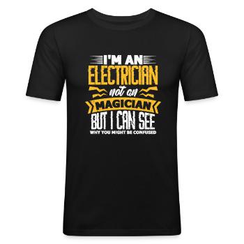 electrician - Men's Slim Fit T-Shirt - black - Front - Nik (191cm)