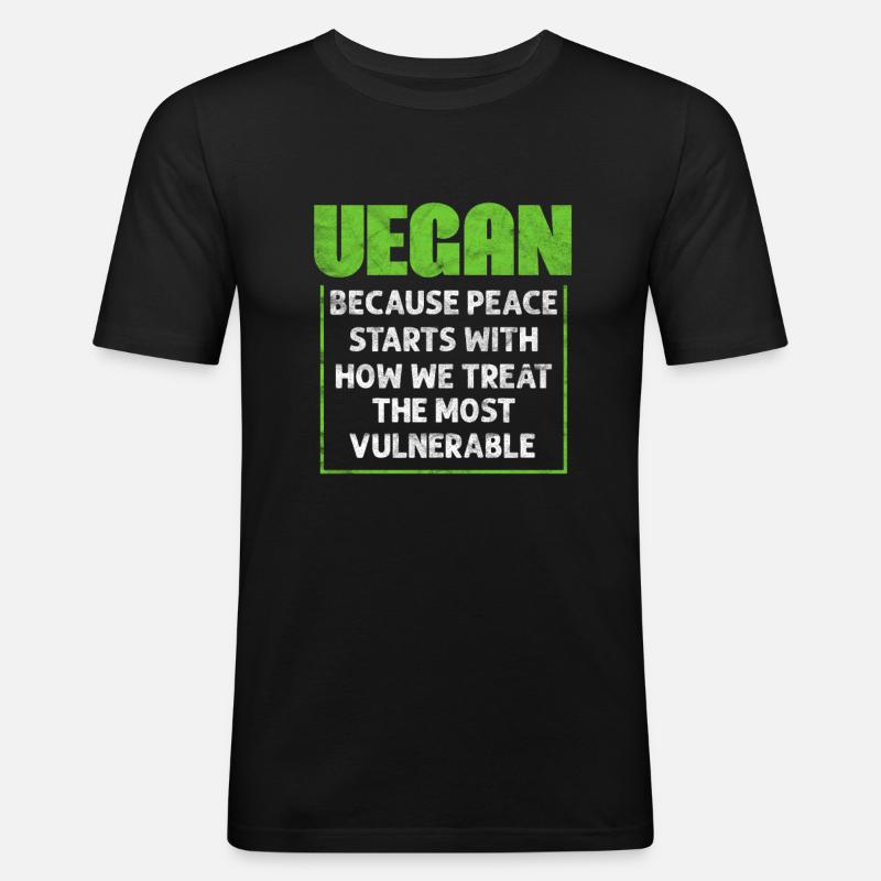 Vegan - Männer Slim Fit T-Shirt - Schwarz