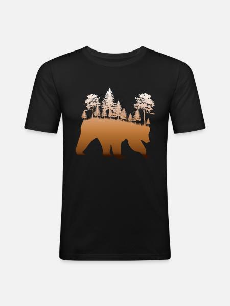 Braunbär Schwarzbär Geschenkidee - Männer Slim Fit T-Shirt - Schwarz