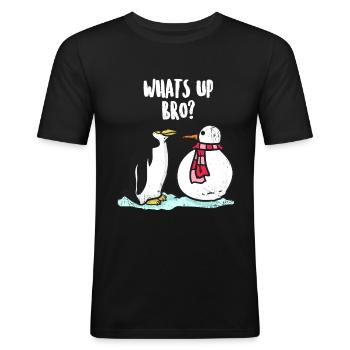 Cadeau de Pôle Nord Pingouin Pôle Sud - T-shirt près du corps Homme - noir - Devant - Nik (191cm)