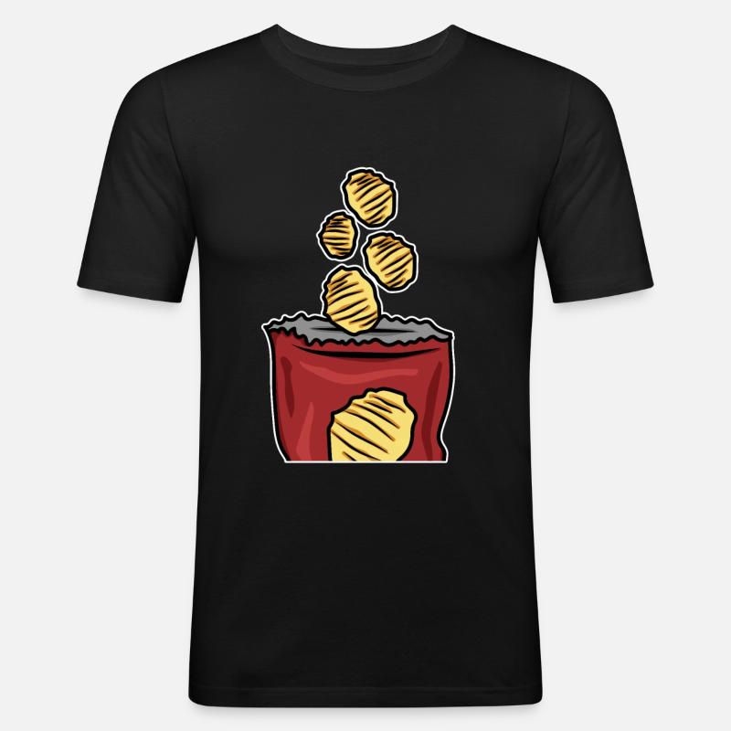 Crisps Bristish Chips Snack Geschenk - Männer Slim Fit T-Shirt - Schwarz