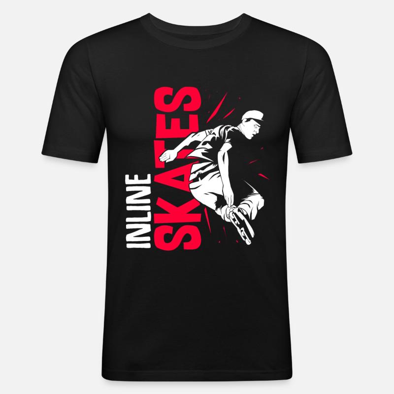 Inline Schlittschuhe Rollschuh - Männer Slim Fit T-Shirt - Schwarz