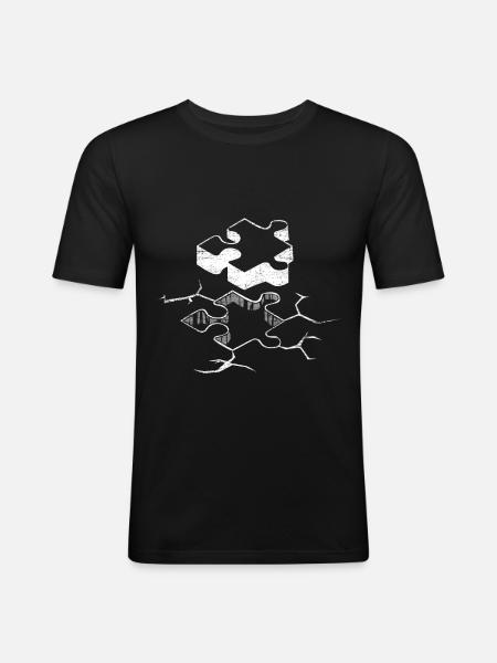 Jig saw puzzle logic - Men's Slim Fit T-Shirt - black